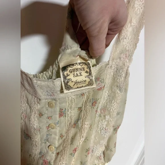 Vintage 70’s Cream Floral Gunne Sax Prairie Dress - Picture 6 of 8